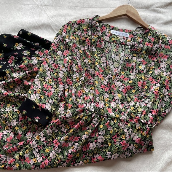 Zara Dresses & Skirts - Zara floral midi dress half Sleeve Sz s small (j984)